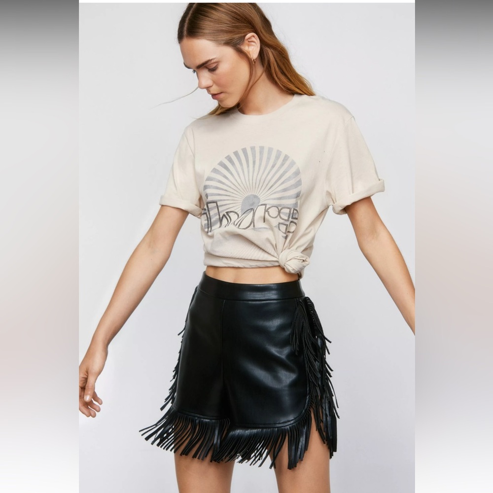NastyGal Leather Fringe Tassel Shorts